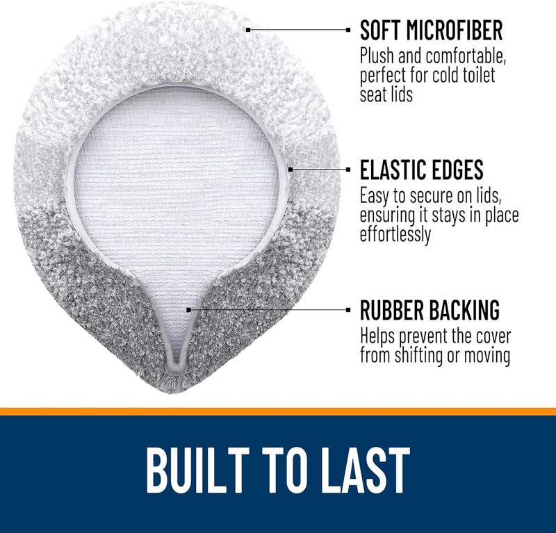 OLANLY Soft Microfiber Bathroom Toilet Lid Cover, Machine Washable Covers, 17.5x15, Stays in Place Rubber Backing, Fits Most Round, Elongated and Oblong Lids, Accessories Decor, Light Gray - Image 3